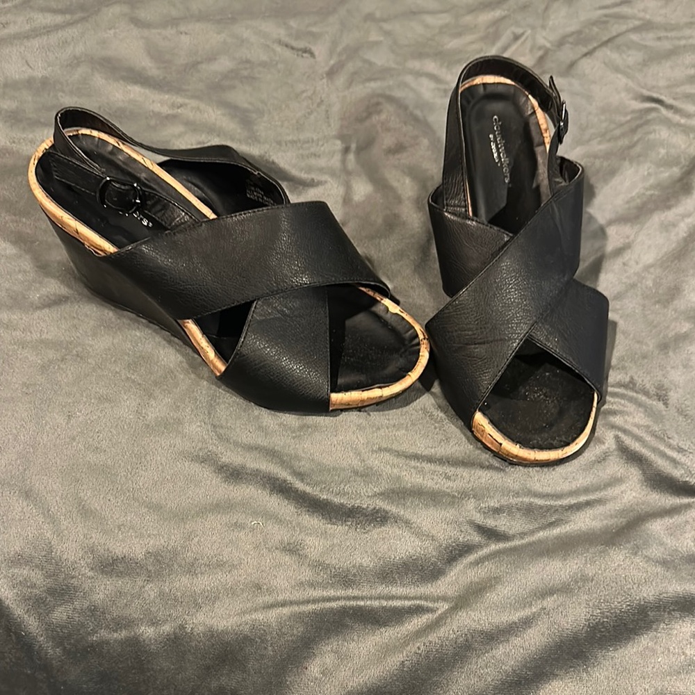 Calvin Klein Black Wedge Sandals